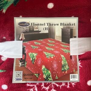 Festive Green Flannel Throw Blanket